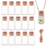 1 Box Glass Jar Glass Bottles Bead Containers, with Cork Stopper and Jute Twine, Wishing Bottle, Clear, 40x22mm, Hole: 12.5mm, Capacity: 15ml(0.5 fl. oz), 40pcs/box