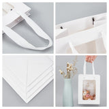 10 pc Kraft Paper Bags with Handle, with Cord Handles and Rectangle Window, for Retail Shopping Bag, Merchandise Bag, Gift and Party Bag, Rectangle, White, 20x15x0.4cm, Unfold: 20x15x10cm, Window: 14x9cm