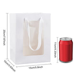 10 pc Kraft Paper Bags with Handle, with Cord Handles and Rectangle Window, for Retail Shopping Bag, Merchandise Bag, Gift and Party Bag, Rectangle, White, 20x15x0.4cm, Unfold: 20x15x10cm, Window: 14x9cm