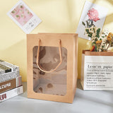 10 pc 10 Packs Brown Kraft Paper Gift Bags with Window 25x18x13cm Paper Shopping Bags Retail Bags for Party Favor Storage, Flower Stroage, Food Storage and More