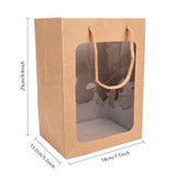 10 pc 10 Packs Brown Kraft Paper Gift Bags with Window 25x18x13cm Paper Shopping Bags Retail Bags for Party Favor Storage, Flower Stroage, Food Storage and More