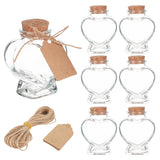 1 Bag 8 Pack 60ml Heart Shaped Glass Favor Jars with Cork Lids, Label Tags and String for Candy, Spices Snacks Storage, Home Party Decortaion