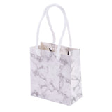 10 pc Marble Pattern Paper Gift Shopping Bags, with Handle, for Wedding Birthday Baby Shower Recycled Bag, Rectangle, White, 12x11x1cm