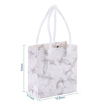 10 pc Marble Pattern Paper Gift Shopping Bags, with Handle, for Wedding Birthday Baby Shower Recycled Bag, Rectangle, White, 12x11x1cm