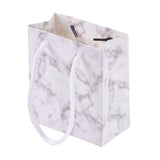 10 pc Marble Pattern Paper Gift Shopping Bags, with Handle, for Wedding Birthday Baby Shower Recycled Bag, Rectangle, White, 12x11x1cm