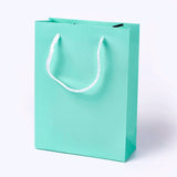 10 pc Kraft Paper Bags, with Handles, Gift Bags, Shopping Bags, Rectangle, Aquamarine, 20x15x6.2cm