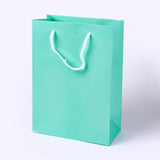 10 pc Kraft Paper Bags, with Handles, Gift Bags, Shopping Bags, Rectangle, Aquamarine, 28x20x10.1cm