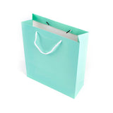 10 pc Kraft Paper Bags, with Handles, Gift Bags, Shopping Bags, Rectangle, Aquamarine, 33x28x10.2cm