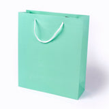 10 pc Kraft Paper Bags, with Handles, Gift Bags, Shopping Bags, Rectangle, Aquamarine, 33x28x10.2cm