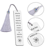 3Pcs Stainless Steel Bookmarks, Cardboard Box, Nylon Tassel Big Pendant Decorations, Stainless Steel Color, 125x26mm, 1pc/style