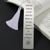 3Pcs Stainless Steel Bookmarks, Cardboard Box, Nylon Tassel Big Pendant Decorations, Stainless Steel Color, 125x26mm, 1pc/style