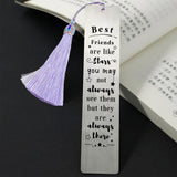 2Pcs 2 Style Stainless Steel Bookmarks, Rectangle, with Nylon Tassel Big Pendant Decorations, Stainless Steel Color, 80~125x10.5~26mm, 1pc/style