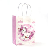 12 pc Rectangle Paper Bags, with Handles, Gift Bags, Shopping Bags, Unicorn Pattern, for Baby Shower Party, Plum, 27x21x11cm