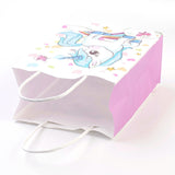 12 pc Rectangle Paper Bags, with Handles, Gift Bags, Shopping Bags, Unicorn Pattern, for Baby Shower Party, Flamingo, 21x15x8cm