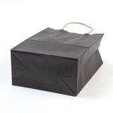 12 pc Pure Color Kraft Paper Bags, with Handles, Gift Bags, Shopping Bags, Rectangle, Black, 21x15x8cm