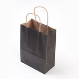 12 pc Pure Color Kraft Paper Bags, with Handles, Gift Bags, Shopping Bags, Rectangle, Black, 21x15x8cm