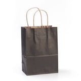 12 pc Pure Color Kraft Paper Bags, with Handles, Gift Bags, Shopping Bags, Rectangle, Black, 21x15x8cm