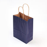 12 pc Pure Color Kraft Paper Bags, with Handles, Gift Bags, Shopping Bags, Rectangle, Midnight Blue, 21x15x8cm