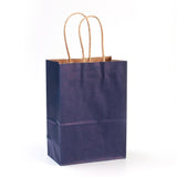 12 pc Pure Color Kraft Paper Bags, with Handles, Gift Bags, Shopping Bags, Rectangle, Midnight Blue, 21x15x8cm