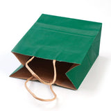 12 pc Pure Color Kraft Paper Bags, with Handles, Gift Bags, Shopping Bags, Rectangle, Green, 21x15x8cm