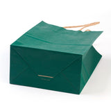 12 pc Pure Color Kraft Paper Bags, with Handles, Gift Bags, Shopping Bags, Rectangle, Green, 21x15x8cm