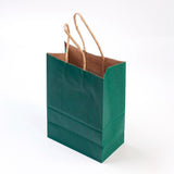 12 pc Pure Color Kraft Paper Bags, with Handles, Gift Bags, Shopping Bags, Rectangle, Green, 21x15x8cm