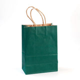 12 pc Pure Color Kraft Paper Bags, with Handles, Gift Bags, Shopping Bags, Rectangle, Green, 21x15x8cm