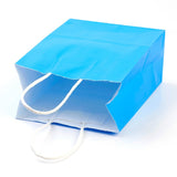 12 pc Pure Color Kraft Paper Bags, Gift Bags, Shopping Bags, with Paper Twine Handles, Rectangle, Dodger Blue, 15x11x6cm