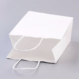 12 pc Pure Color Kraft Paper Bags, Gift Bags, Shopping Bags, with Paper Twine Handles, Rectangle, White, 15x11x6cm