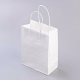 12 pc Pure Color Kraft Paper Bags, Gift Bags, Shopping Bags, with Paper Twine Handles, Rectangle, White, 15x11x6cm