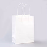 12 pc Pure Color Kraft Paper Bags, Gift Bags, Shopping Bags, with Paper Twine Handles, Rectangle, White, 15x11x6cm