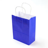 12 pc Pure Color Kraft Paper Bags, Gift Bags, Shopping Bags, with Paper Twine Handles, Rectangle, Blue, 15x11x6cm