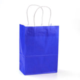 12 pc Pure Color Kraft Paper Bags, Gift Bags, Shopping Bags, with Paper Twine Handles, Rectangle, Blue, 15x11x6cm