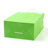 12 pc Pure Color Kraft Paper Bags, Gift Bags, Shopping Bags, with Paper Twine Handles, Rectangle, Lawn Green, 15x11x6cm