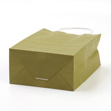 12 pc Pure Color Kraft Paper Bags, Gift Bags, Shopping Bags, with Paper Twine Handles, Rectangle, Olive, 15x11x6cm