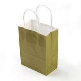 12 pc Pure Color Kraft Paper Bags, Gift Bags, Shopping Bags, with Paper Twine Handles, Rectangle, Olive, 15x11x6cm