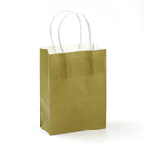 12 pc Pure Color Kraft Paper Bags, Gift Bags, Shopping Bags, with Paper Twine Handles, Rectangle, Olive, 15x11x6cm