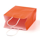 12 pc Pure Color Kraft Paper Bags, Gift Bags, Shopping Bags, with Paper Twine Handles, Rectangle, Orange Red, 15x11x6cm