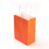 12 pc Pure Color Kraft Paper Bags, Gift Bags, Shopping Bags, with Paper Twine Handles, Rectangle, Orange Red, 15x11x6cm