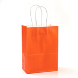 12 pc Pure Color Kraft Paper Bags, Gift Bags, Shopping Bags, with Paper Twine Handles, Rectangle, Orange Red, 15x11x6cm