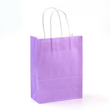 12 pc Pure Color Kraft Paper Bags, Gift Bags, Shopping Bags, with Paper Twine Handles, Rectangle, Medium Purple, 15x11x6cm