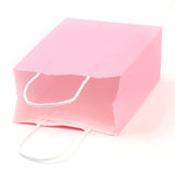 12 pc Pure Color Kraft Paper Bags, Gift Bags, Shopping Bags, with Paper Twine Handles, Rectangle, Pink, 15x11x6cm