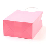 12 pc Pure Color Kraft Paper Bags, Gift Bags, Shopping Bags, with Paper Twine Handles, Rectangle, Pink, 15x11x6cm