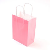 12 pc Pure Color Kraft Paper Bags, Gift Bags, Shopping Bags, with Paper Twine Handles, Rectangle, Pink, 15x11x6cm