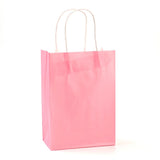 12 pc Pure Color Kraft Paper Bags, Gift Bags, Shopping Bags, with Paper Twine Handles, Rectangle, Pink, 15x11x6cm