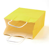 12 pc Pure Color Kraft Paper Bags, Gift Bags, Shopping Bags, with Paper Twine Handles, Rectangle, Gold, 15x11x6cm