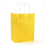 12 pc Pure Color Kraft Paper Bags, Gift Bags, Shopping Bags, with Paper Twine Handles, Rectangle, Gold, 15x11x6cm