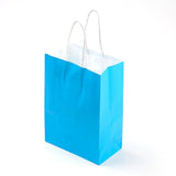 10 pc Pure Color Kraft Paper Bags, Gift Bags, Shopping Bags, with Paper Twine Handles, Rectangle, Dodger Blue, 21x15x8cm