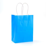 10 pc Pure Color Kraft Paper Bags, Gift Bags, Shopping Bags, with Paper Twine Handles, Rectangle, Dodger Blue, 21x15x8cm