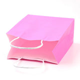 10 pc Pure Color Kraft Paper Bags, Gift Bags, Shopping Bags, with Paper Twine Handles, Rectangle, Hot Pink, 21x15x8cm